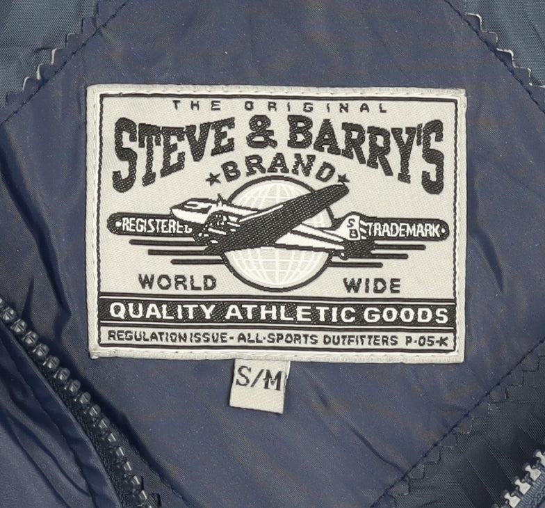 Steve & Barry's Men's Blue Hooded Bomber Jacket S