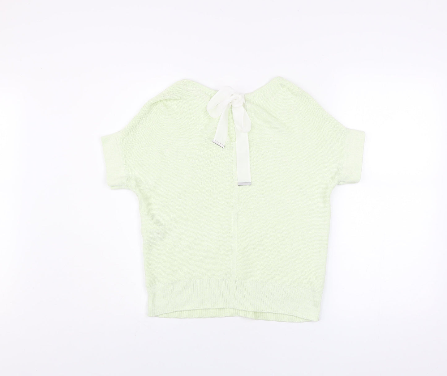 Mint Velvet Womens Light Green Short Sleeve Knit Top XS Linen Blend