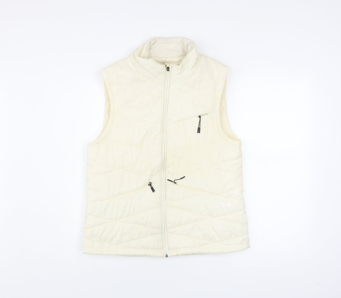 TCA Mens Ivory Full Zip Padded Waistcoat Bodywarmer L