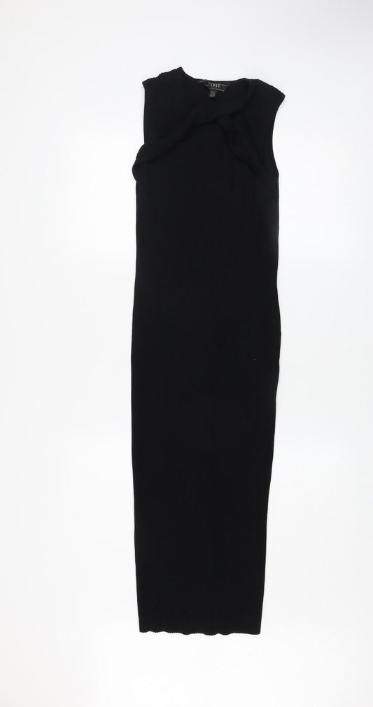 Lipsy Women Black Size 12 Sleeveless Bodycon Midi Dress