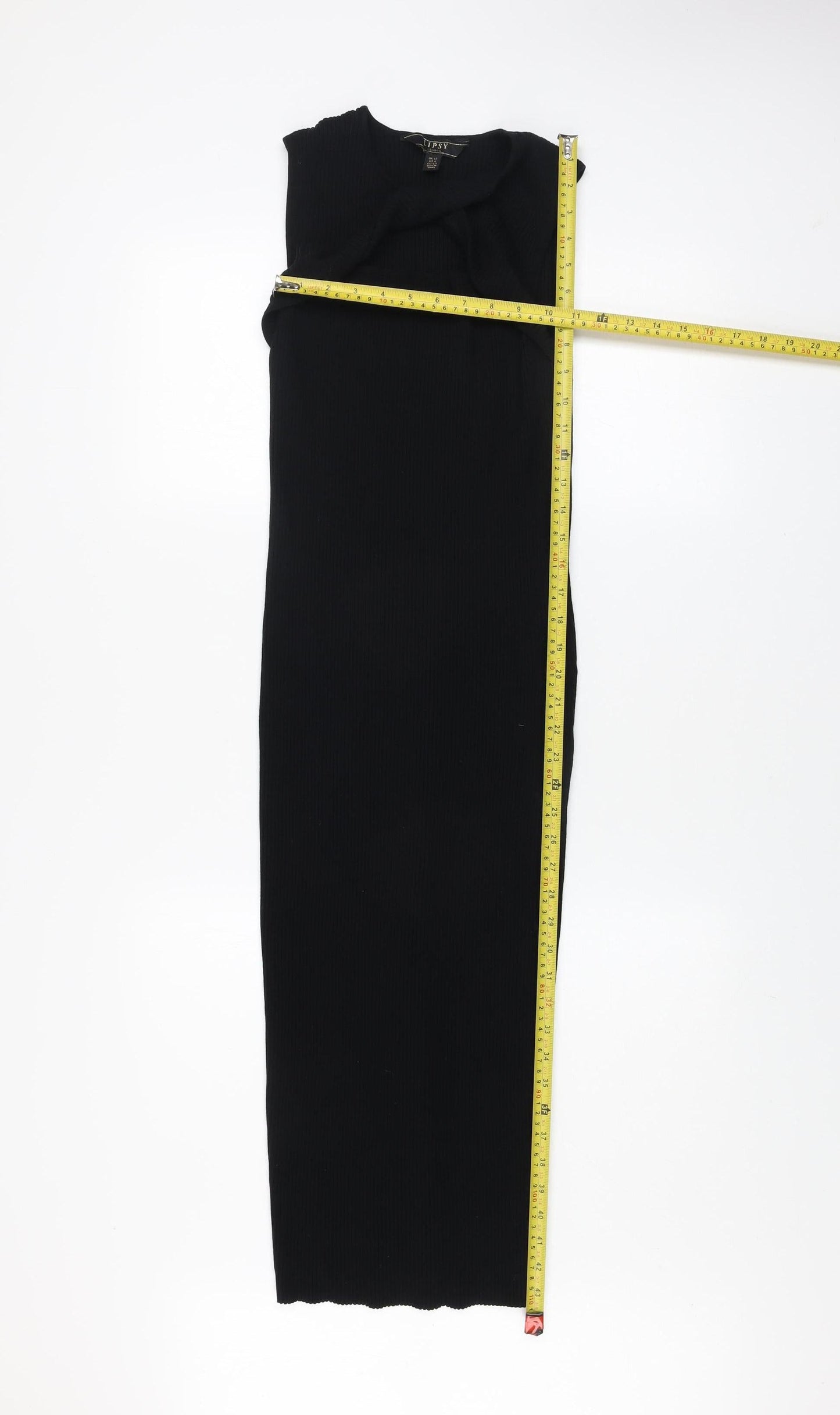 Lipsy Women Black Size 12 Sleeveless Bodycon Midi Dress
