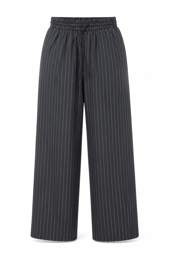 Saint Genies Womens Black Striped Wide-Leg Trousers XS