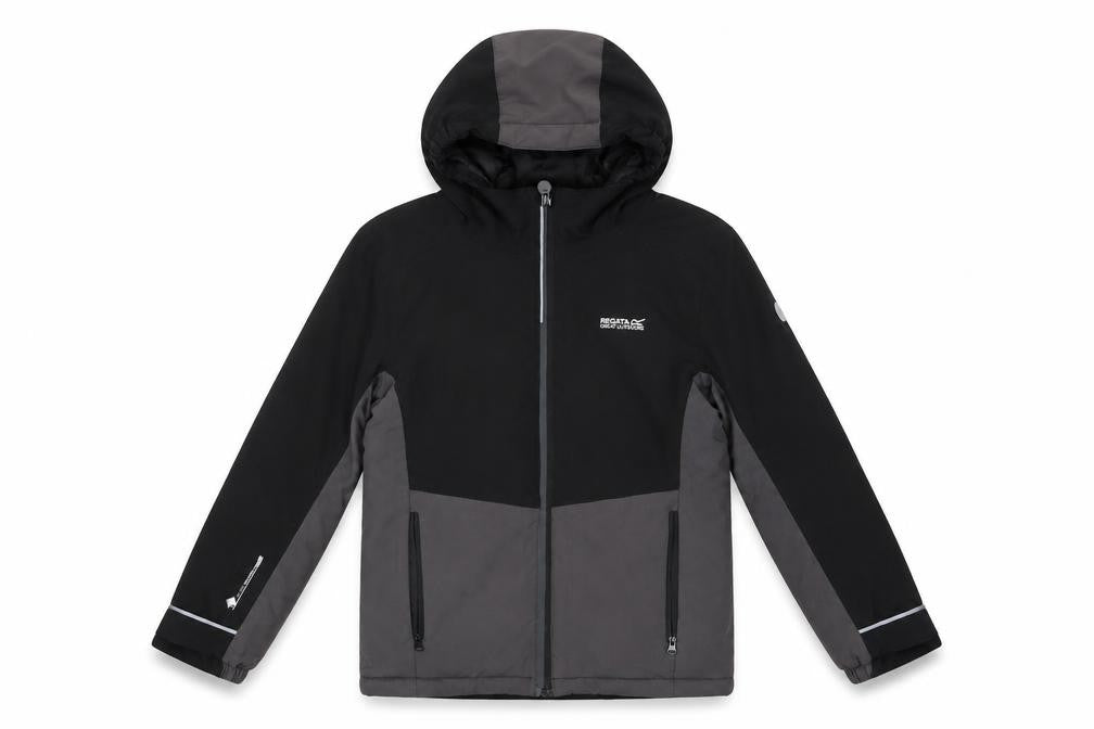 Regatta Boys Black 9-10 Years Hooded Waterproof Puffer Jacket