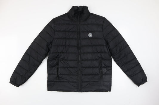 Original Penguin Men's Black Puffer Jacket M Full Zip Winter Coat