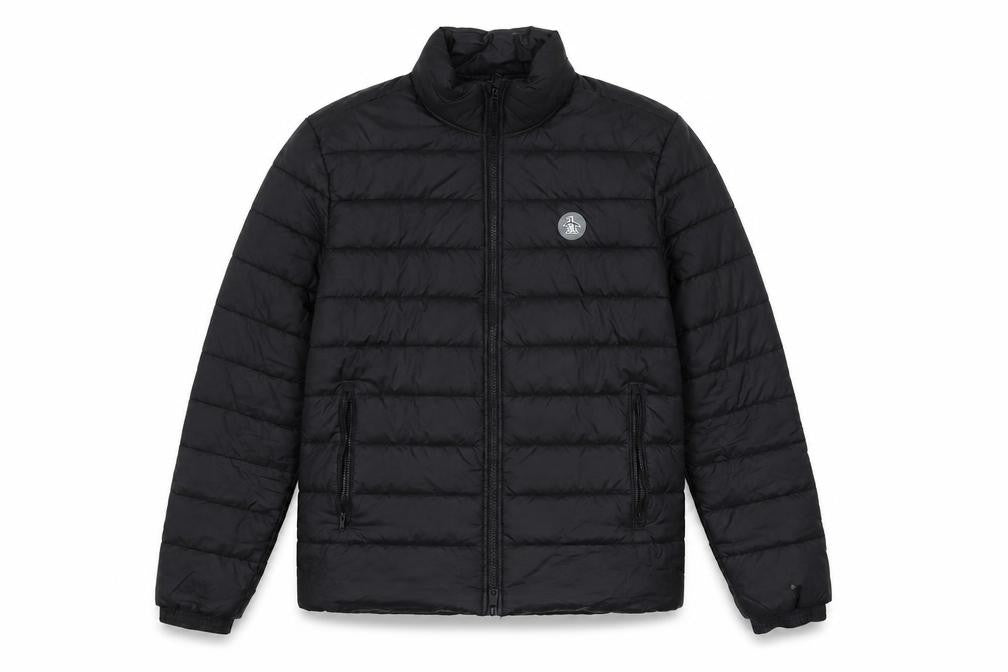 Original Penguin Men's Black Puffer Jacket M Full Zip Winter Coat