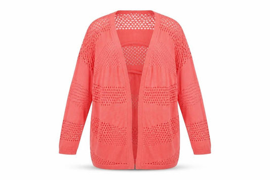 Peacocks Women’s Pink Open-Knit Viscose Cardigan Size M