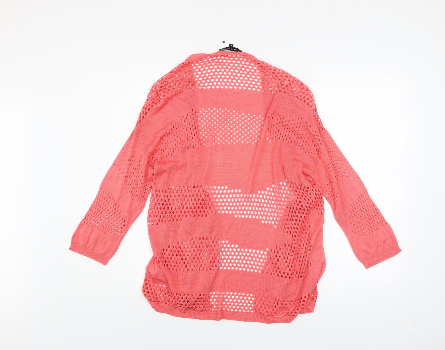 Peacocks Women’s Pink Open-Knit Viscose Cardigan Size M