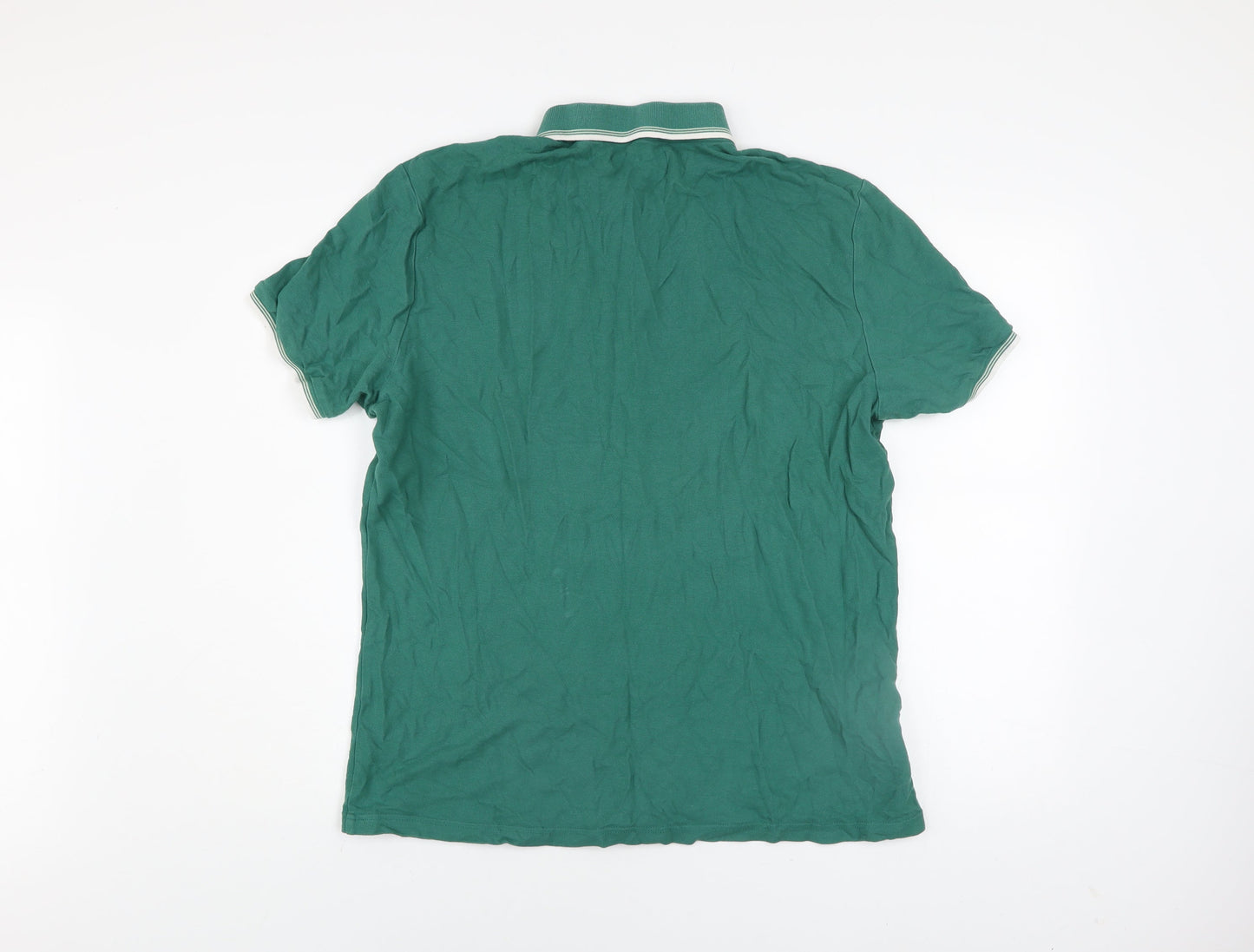 Original Penguin Men's Green Cotton Polo Shirt Size L Short Sleeve