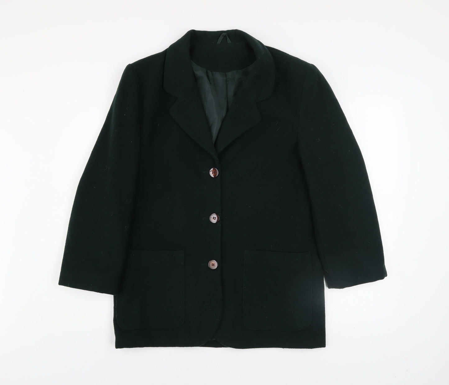 BHS Women’s Green Wool Blend Blazer UK 12 Classic Mid-Length Jacket