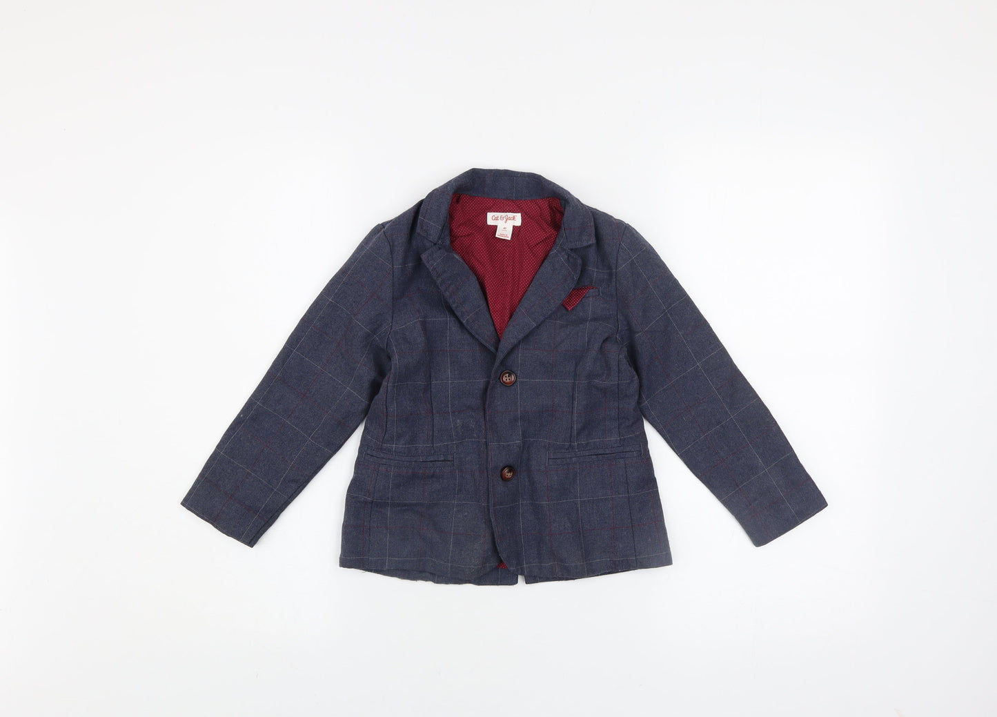 Cat & Jack Boys Blue Check Blazer 4 Years Single-Breasted Jacket
