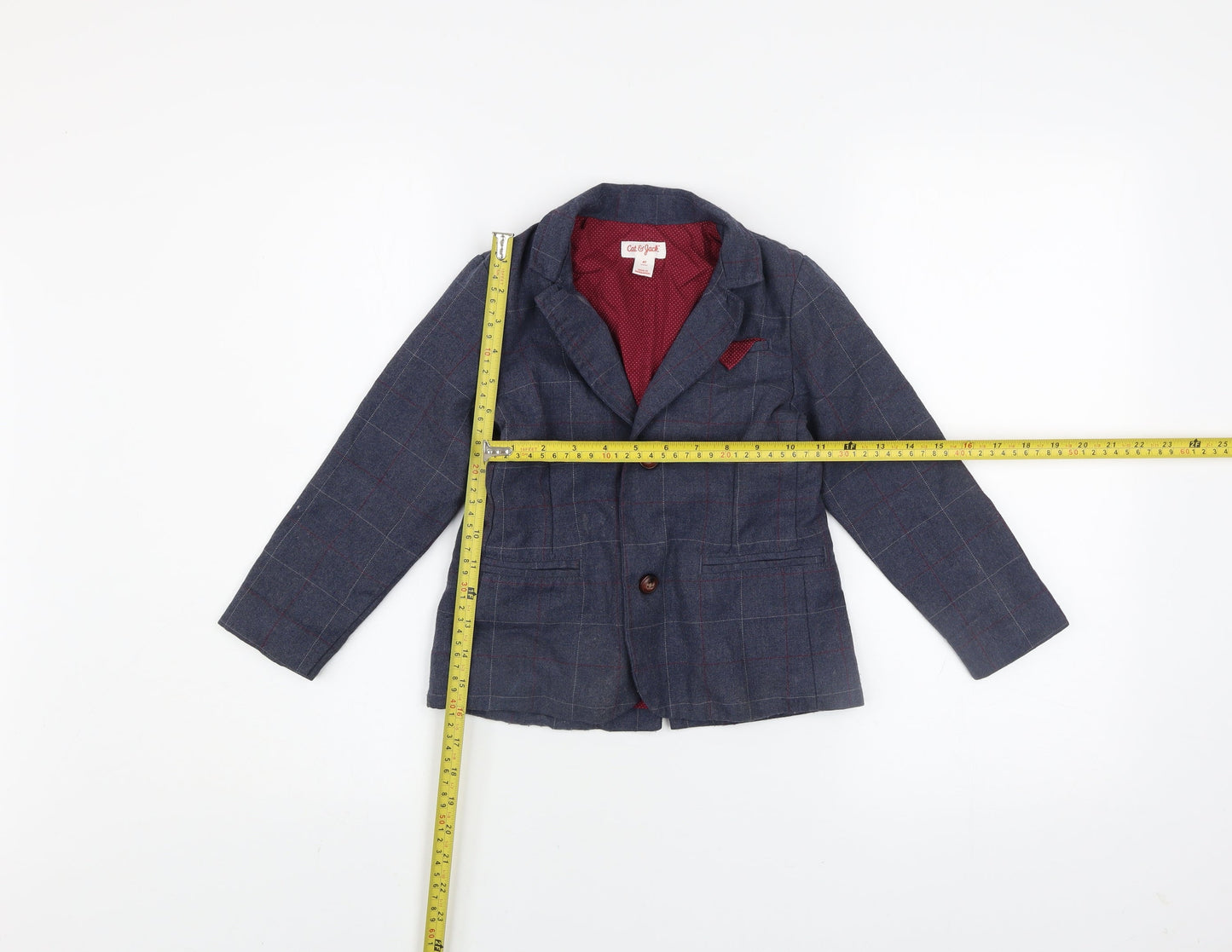 Cat & Jack Boys Blue Check Blazer 4 Years Single-Breasted Jacket