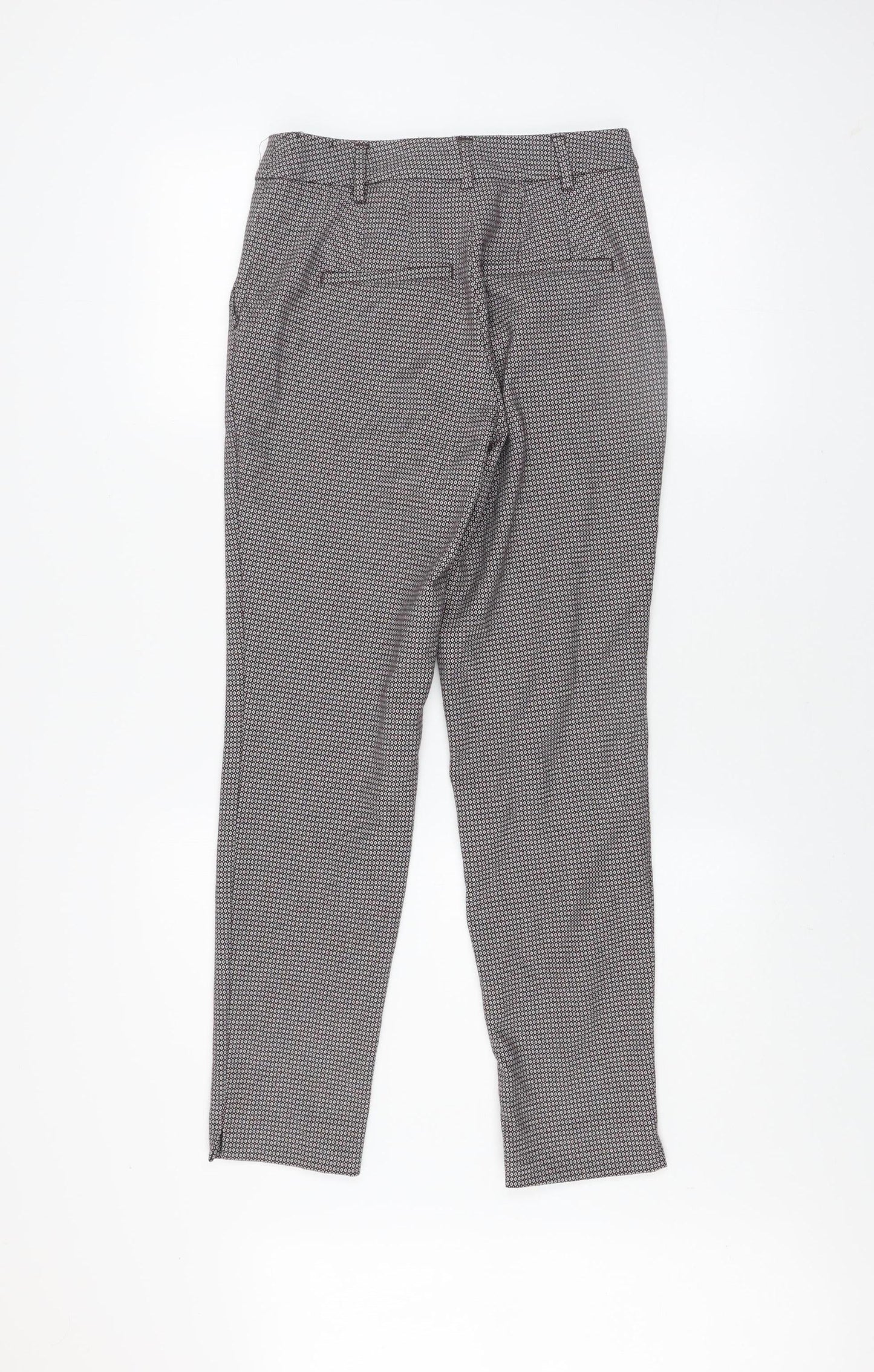 Zara Women Brown Geometric Slim Fit Tapered Trousers Size 6