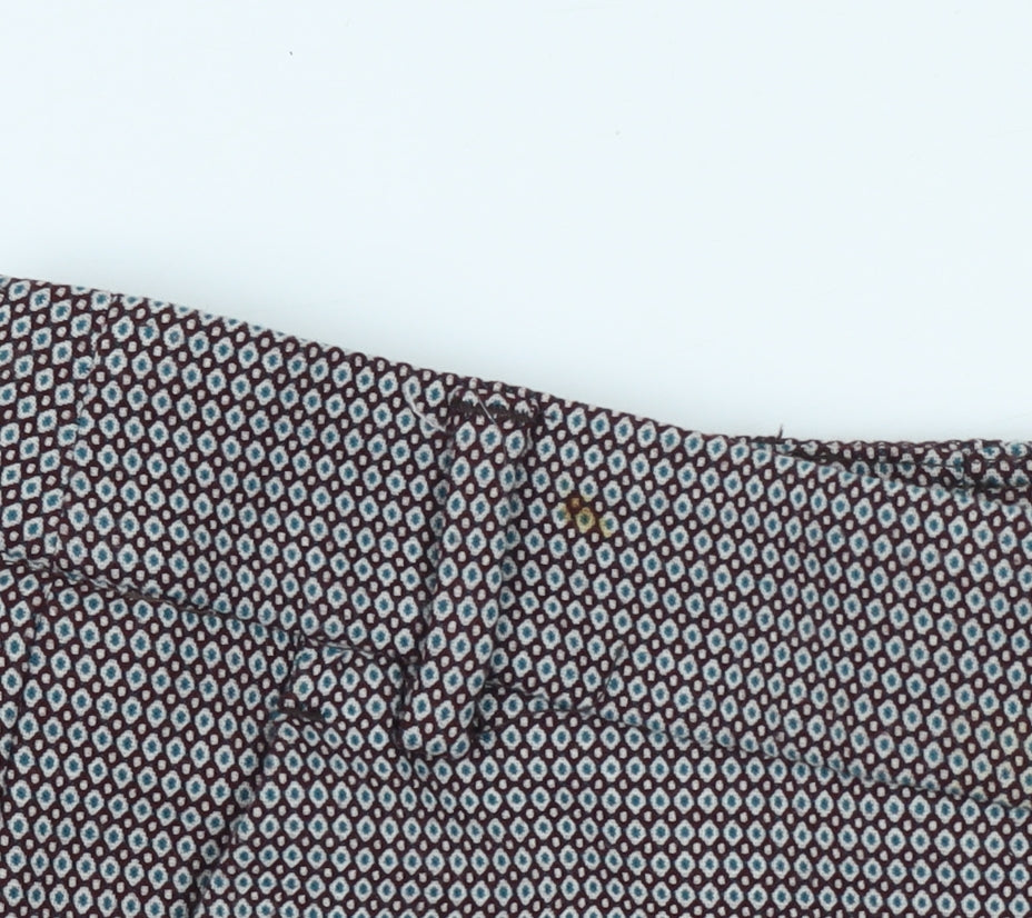 Zara Women Brown Geometric Slim Fit Tapered Trousers Size 6