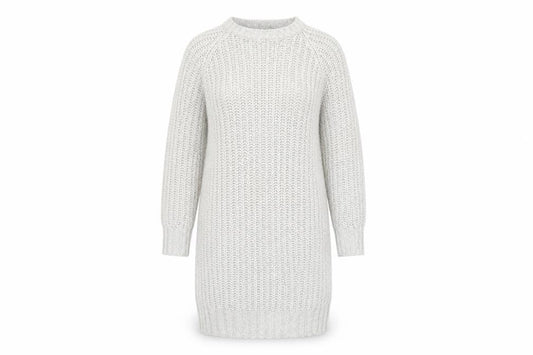 Boohoo Women's Grey Knit Jumper Dress Size 10 Long Sleeve