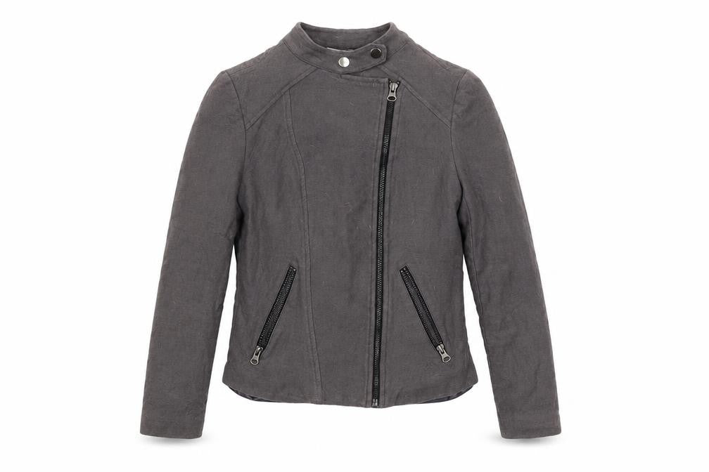 Boden Women’s Grey Cotton Wool Biker Jacket Size 8 Regular