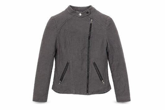 Boden Women’s Grey Cotton Wool Biker Jacket Size 8 Regular