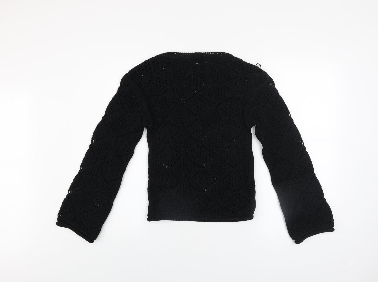Marks and Spencer Women Black XS Crochet Open-Knit Jumper