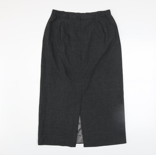 Debenham & Freebody Women's Grey Wool Blend Long Pencil Skirt Size 14