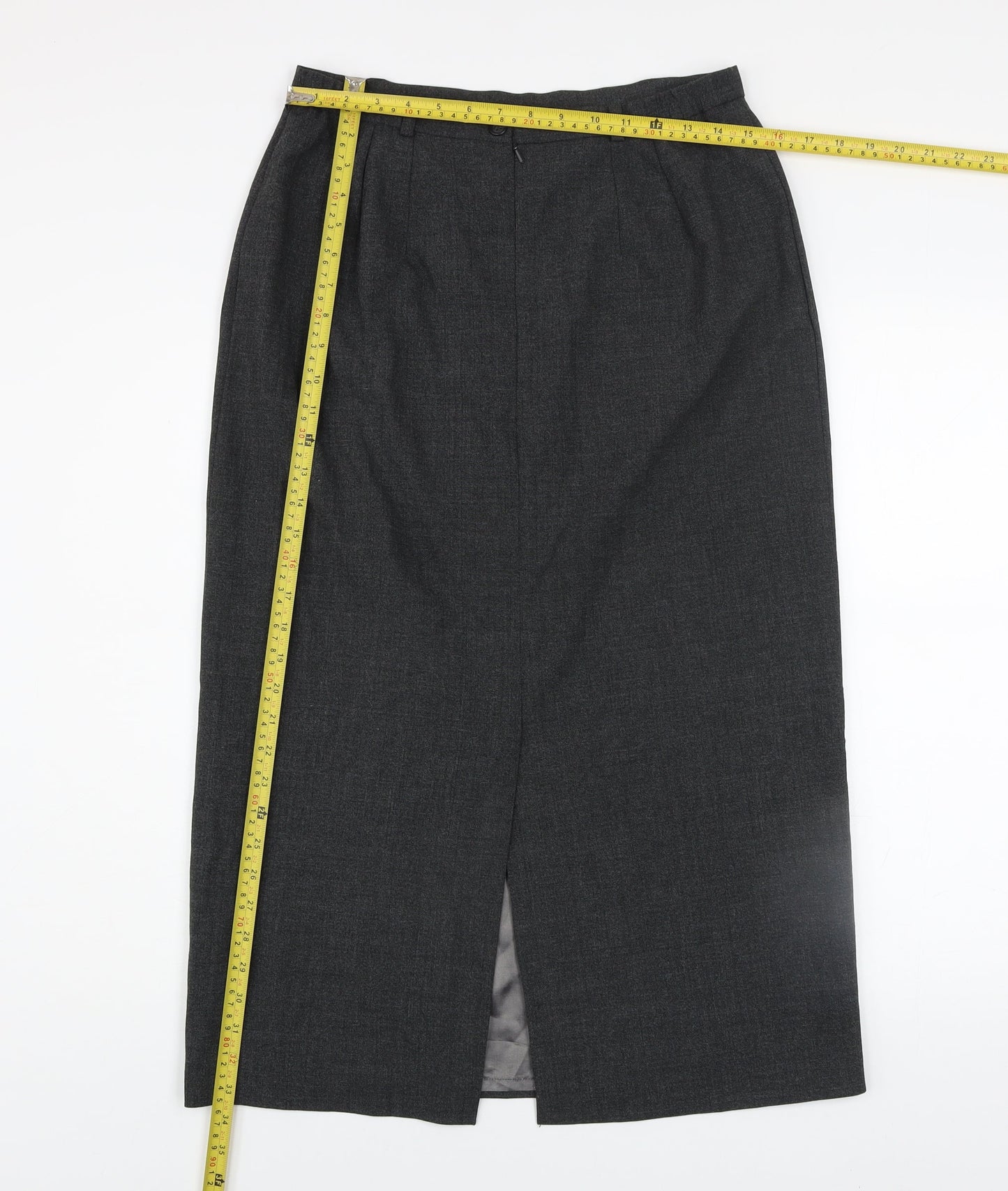 Debenham & Freebody Women's Grey Wool Blend Long Pencil Skirt Size 14