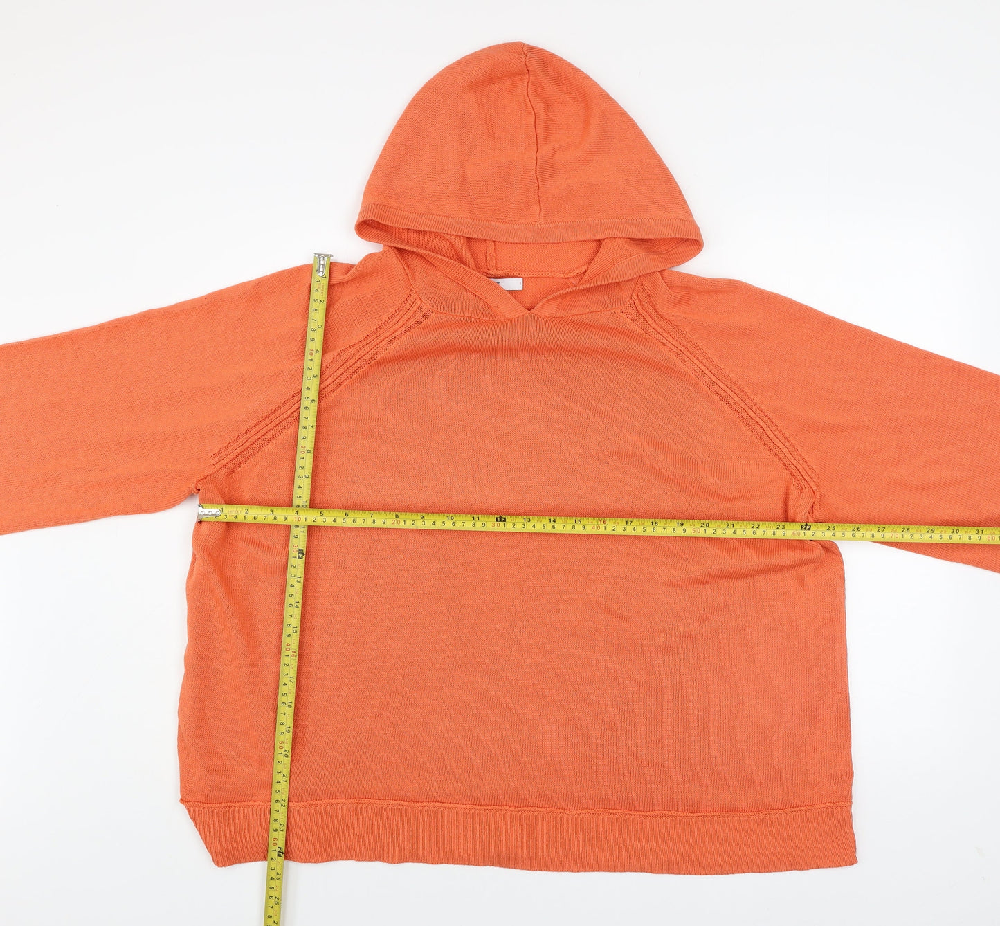 Next Womens Orange XL Hooded Pullover Acrylic Lyocell Linen Hoodie