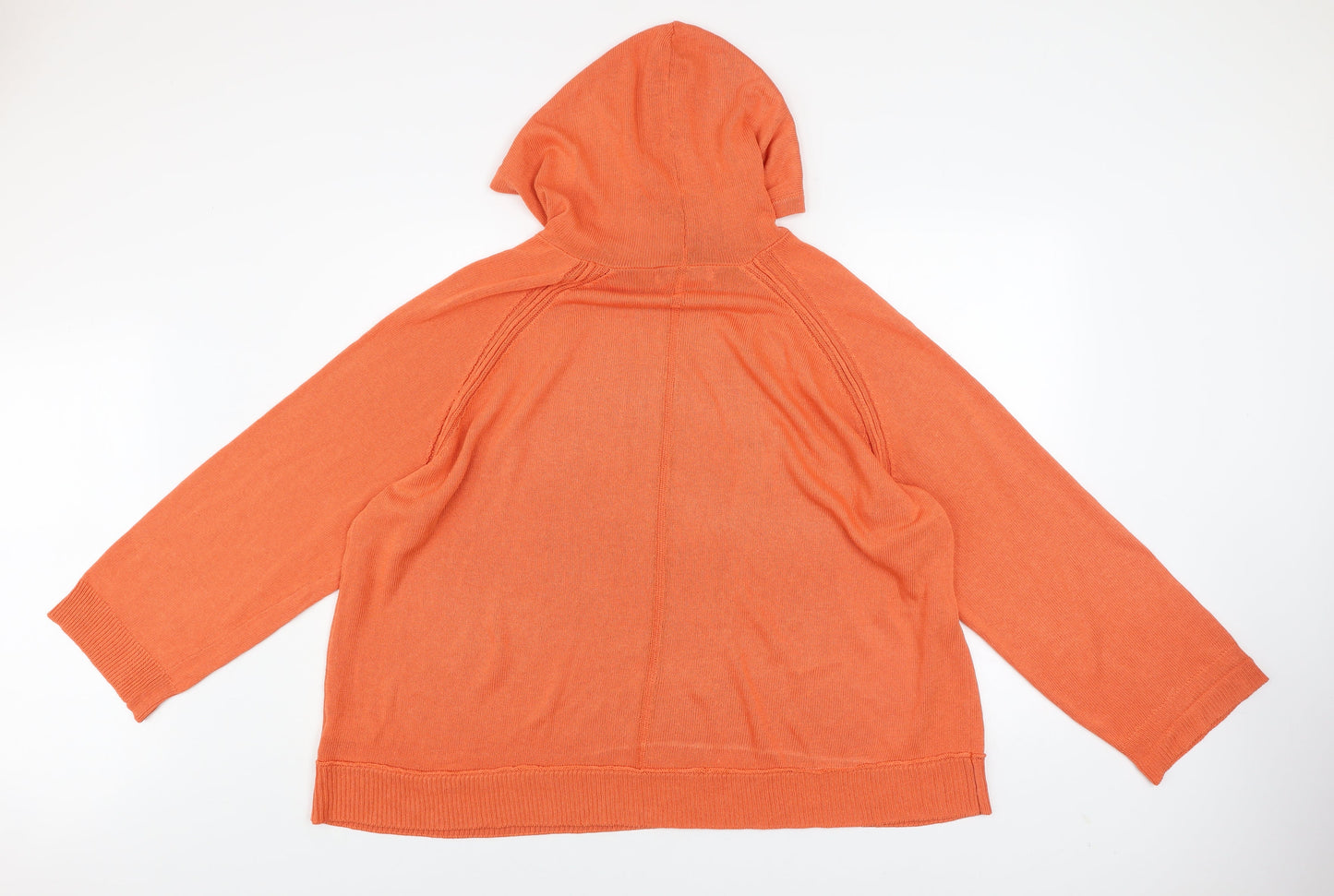 Next Womens Orange XL Hooded Pullover Acrylic Lyocell Linen Hoodie