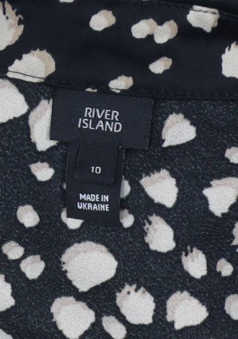 River Island Women’s Black Animal Print Wrap Dress Size 10