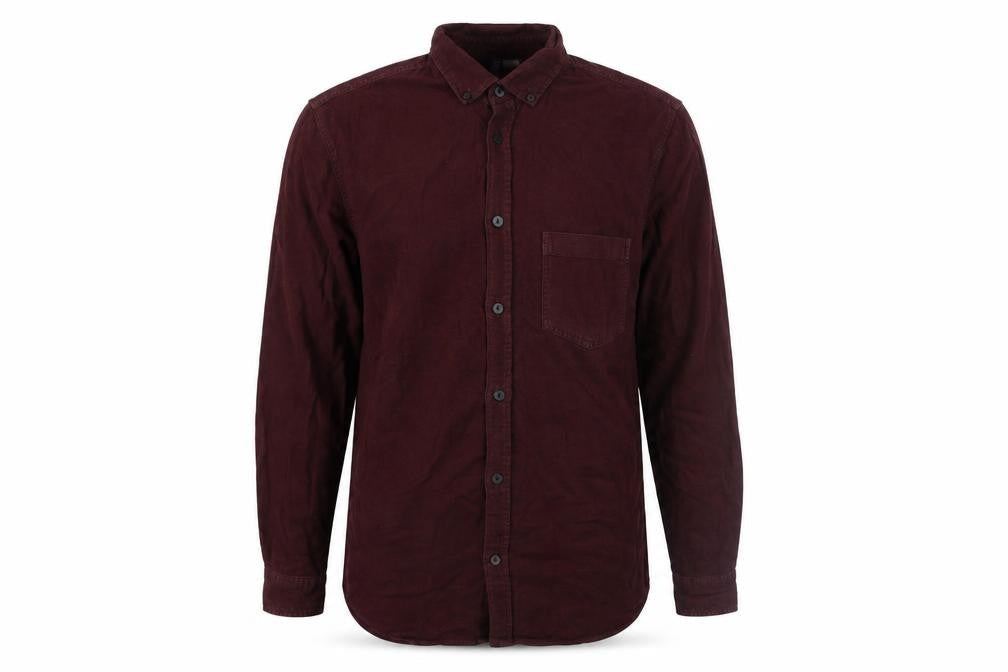 H&M Divided Men's Burgundy Long Sleeve Button-Up Casual Shirt Size S
