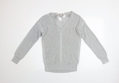 Next Women’s Grey V-Neck Bow Back Knit Jumper Size 12