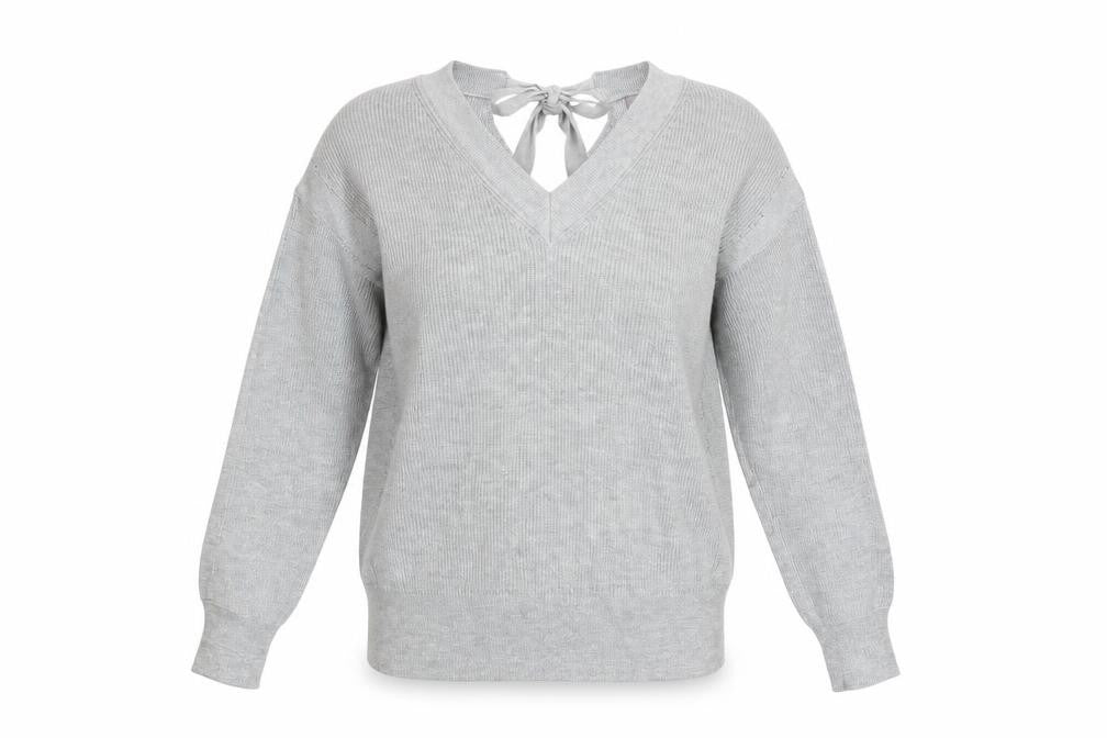 Next Women’s Grey V-Neck Bow Back Knit Jumper Size 12