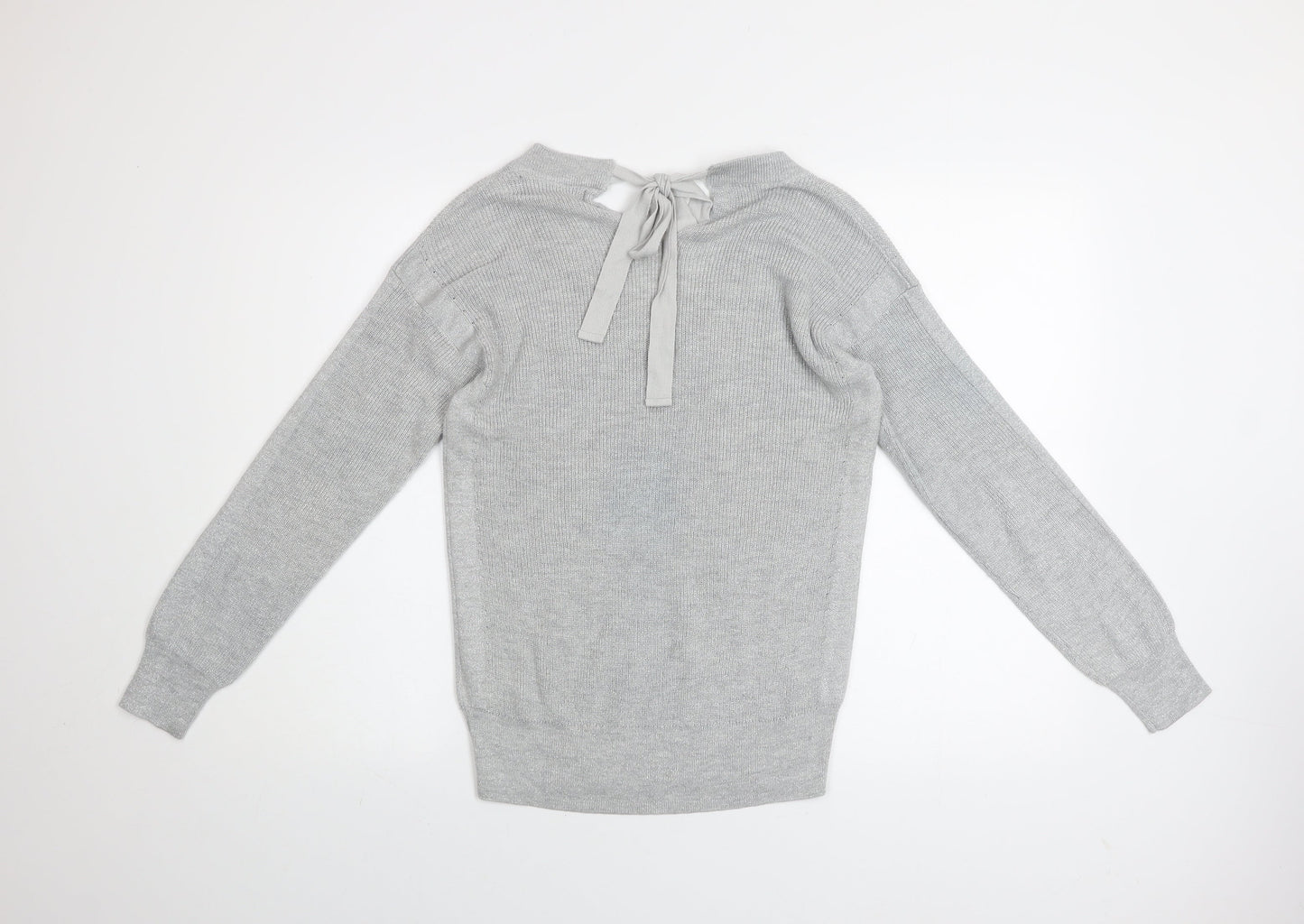 Next Women’s Grey V-Neck Bow Back Knit Jumper Size 12