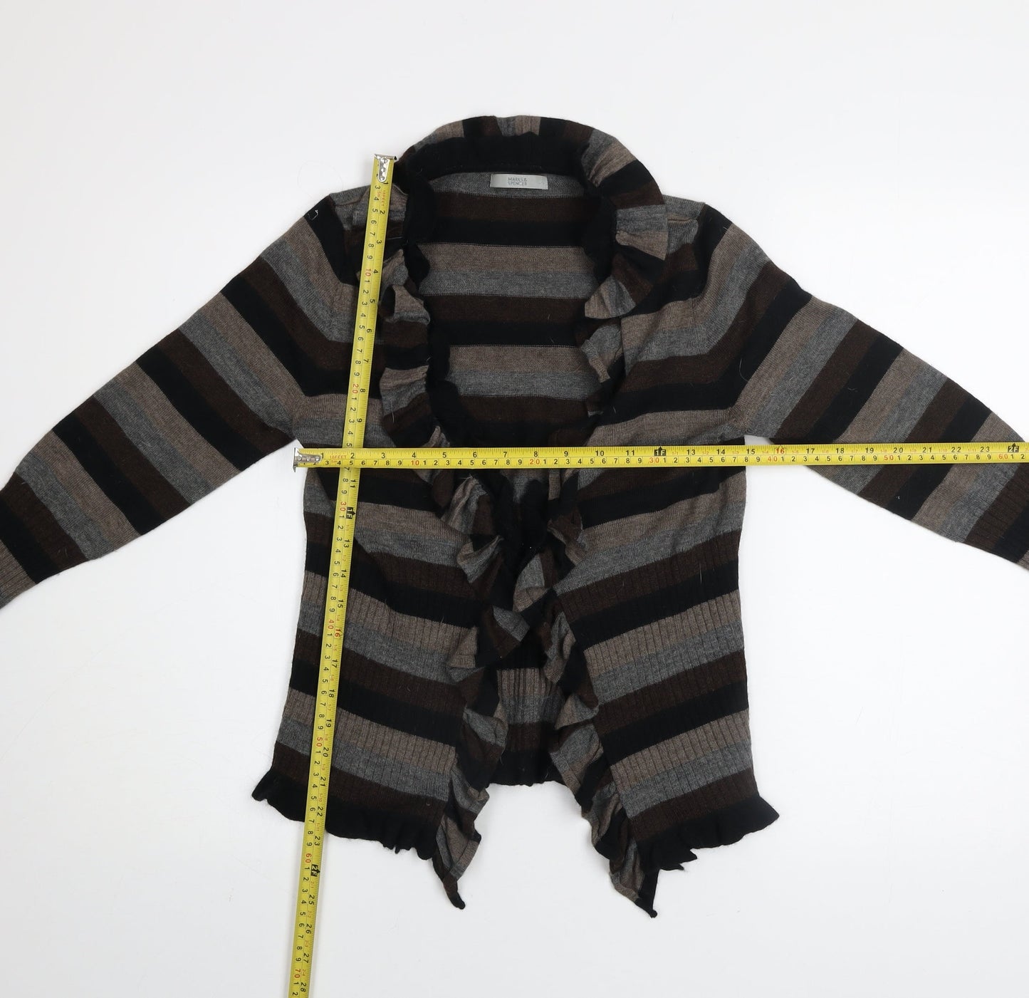 Marks and Spencer Women’s Brown Striped Ruffle Cardigan UK 14