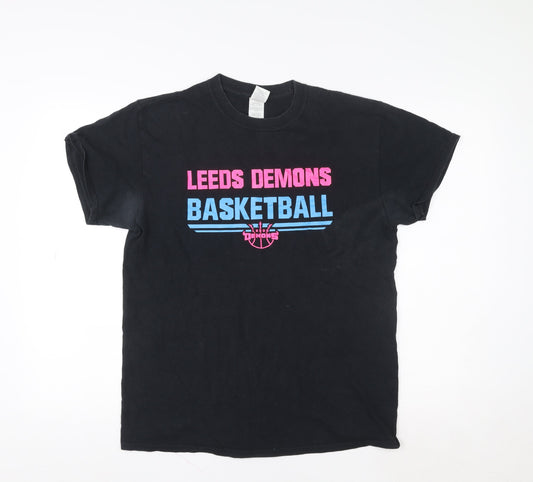 Gildan Women's Black Leeds Demons Basketball Cotton T-Shirt Size M
