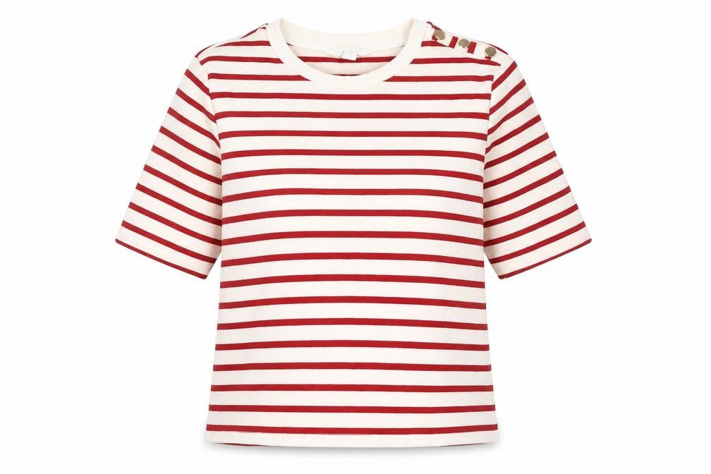 H&M Womens Red White Striped Short Sleeve Jersey T-Shirt Size 12
