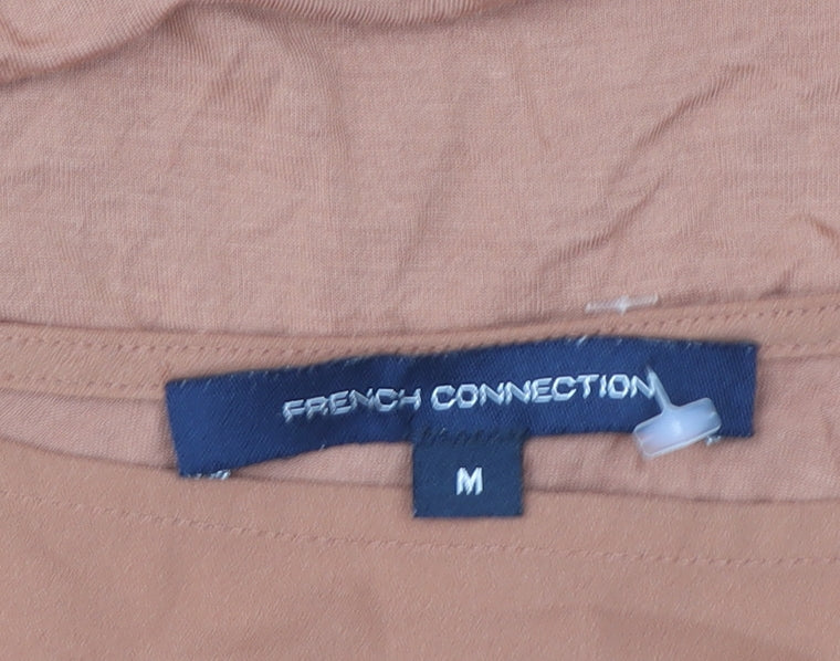 French Connection Womens Brown Relaxed Fit Boat Neck T-Shirt M