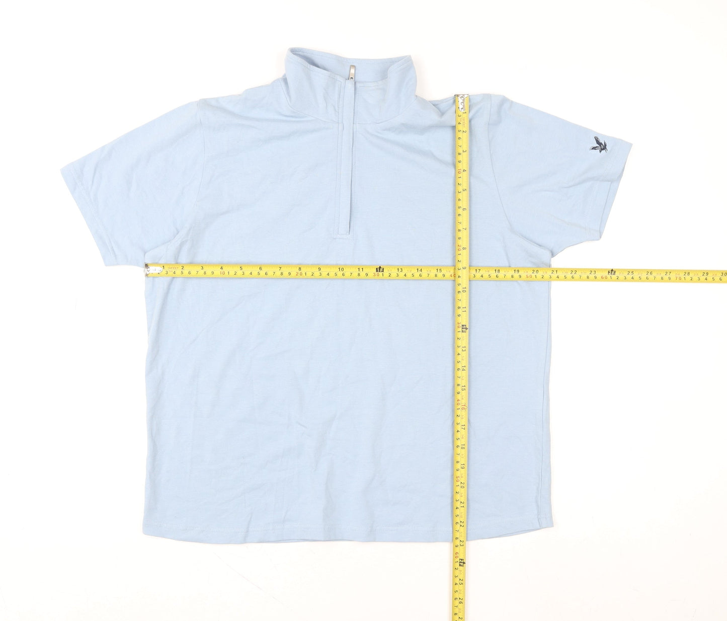 Lyle & Scott Men's Blue Short Sleeve 1/2 Zip Cotton Top LL