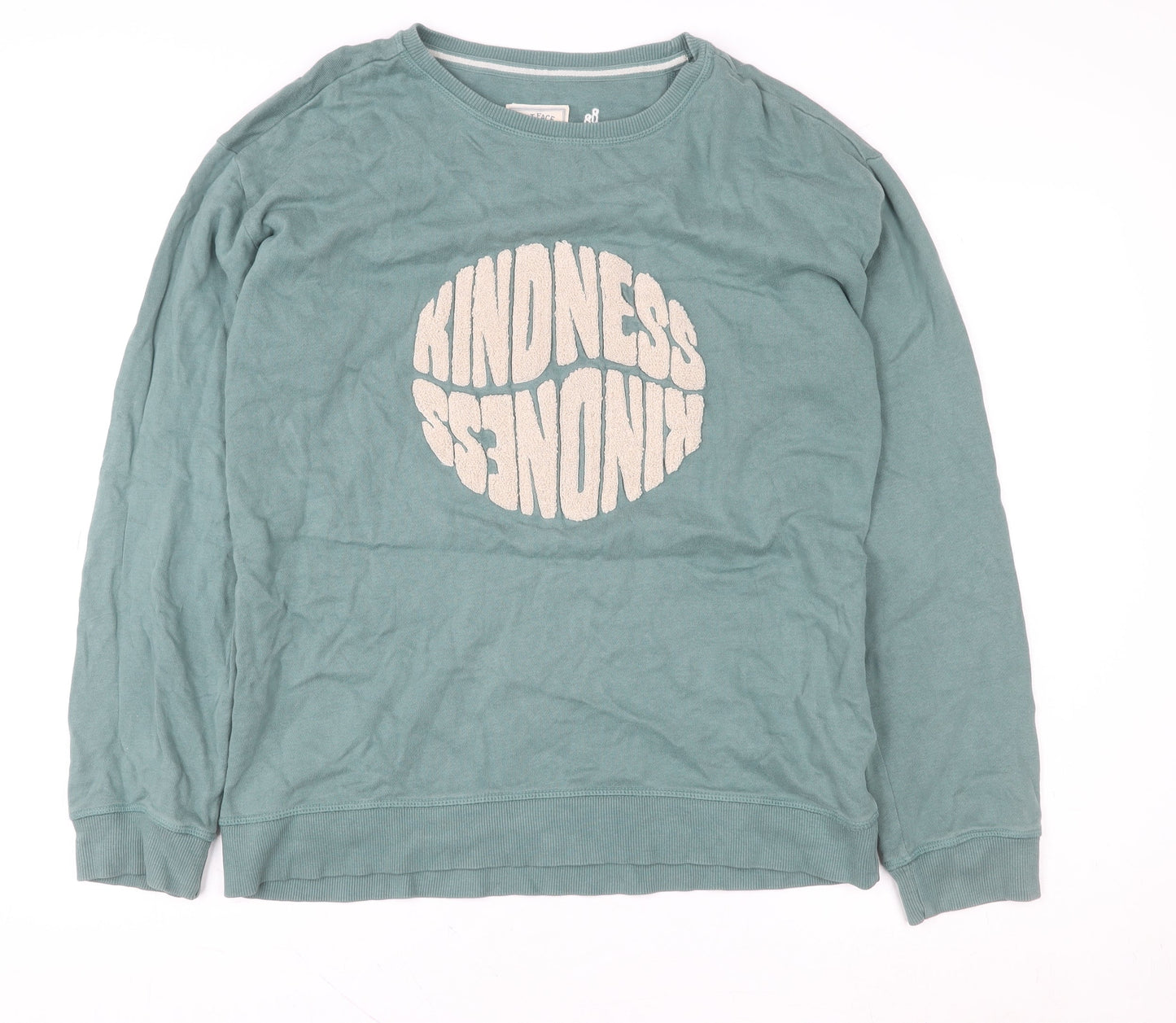 Fat Face Womens Green Kindness Sweatshirt Size 10 Cotton Pullover