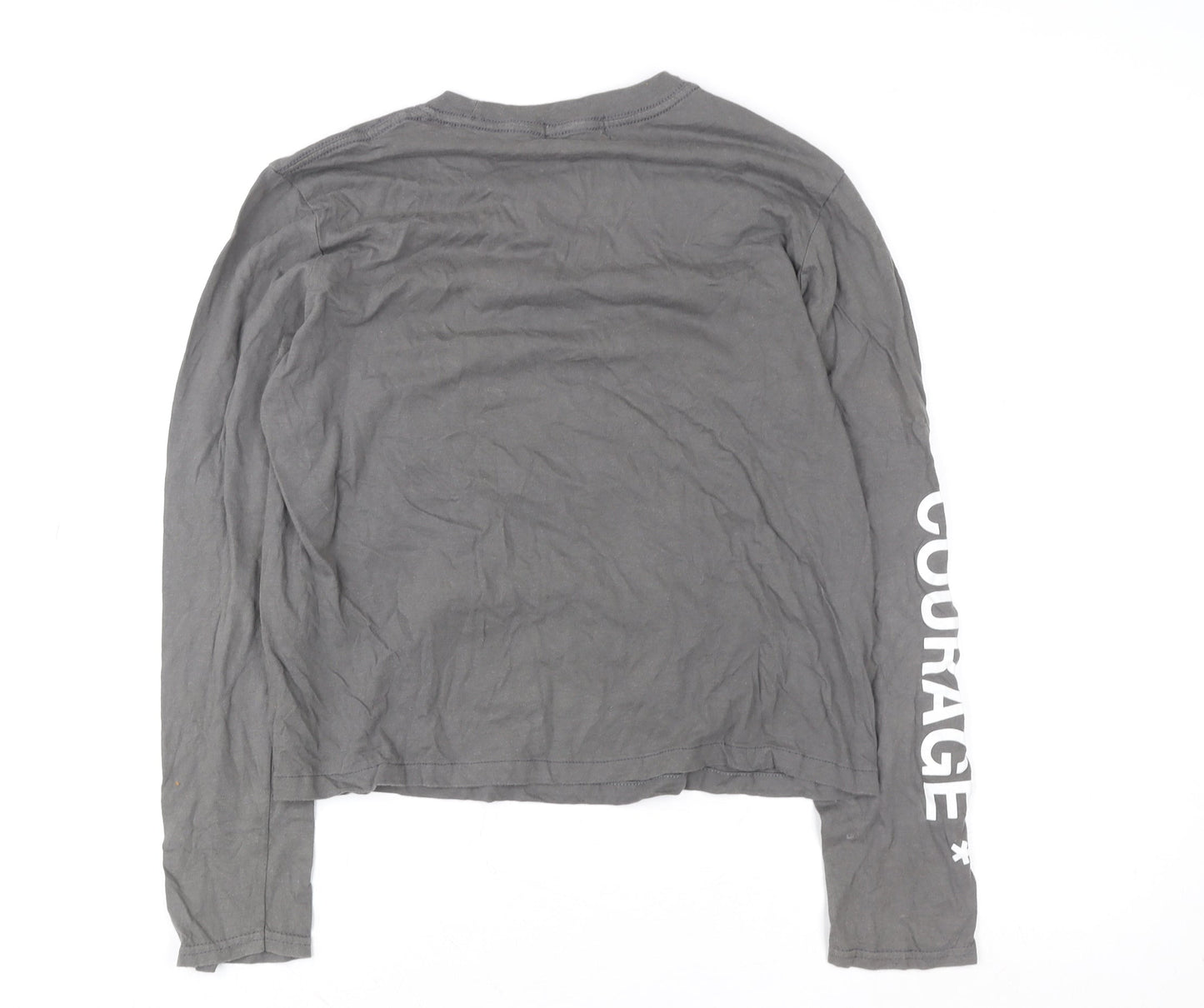 PrettyLittleThing Women's Grey Samurai Print Long Sleeve T-Shirt Size S