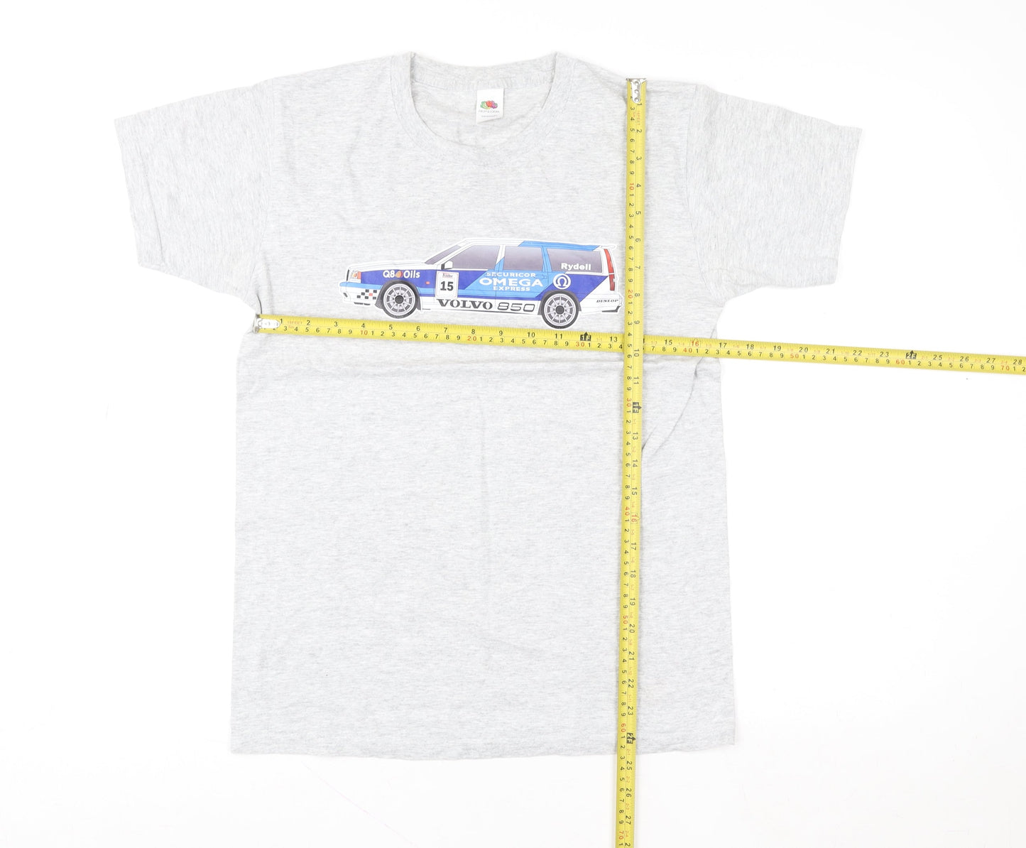 Fruit of the Loom Men's Grey Car Graphic T-Shirt Size S