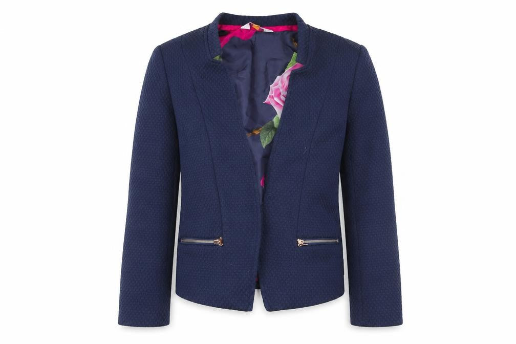 Baker by Ted Baker Girls Blue Textured Blazer Jacket Size 5 Years