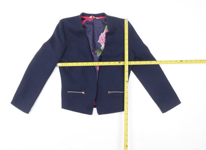 Back view of Baker by Ted Baker girls’ blue textured blazer jacket, size 5, years