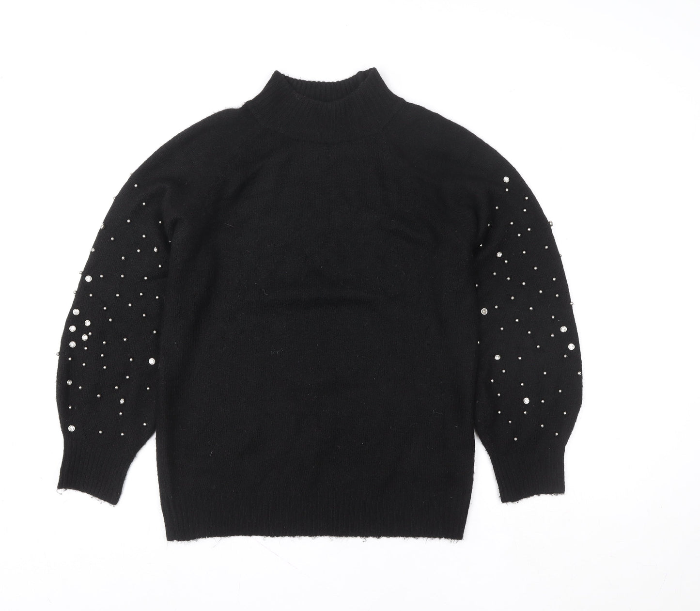 Sweewē Paris Women’s Black Beaded High Neck Knit Jumper M