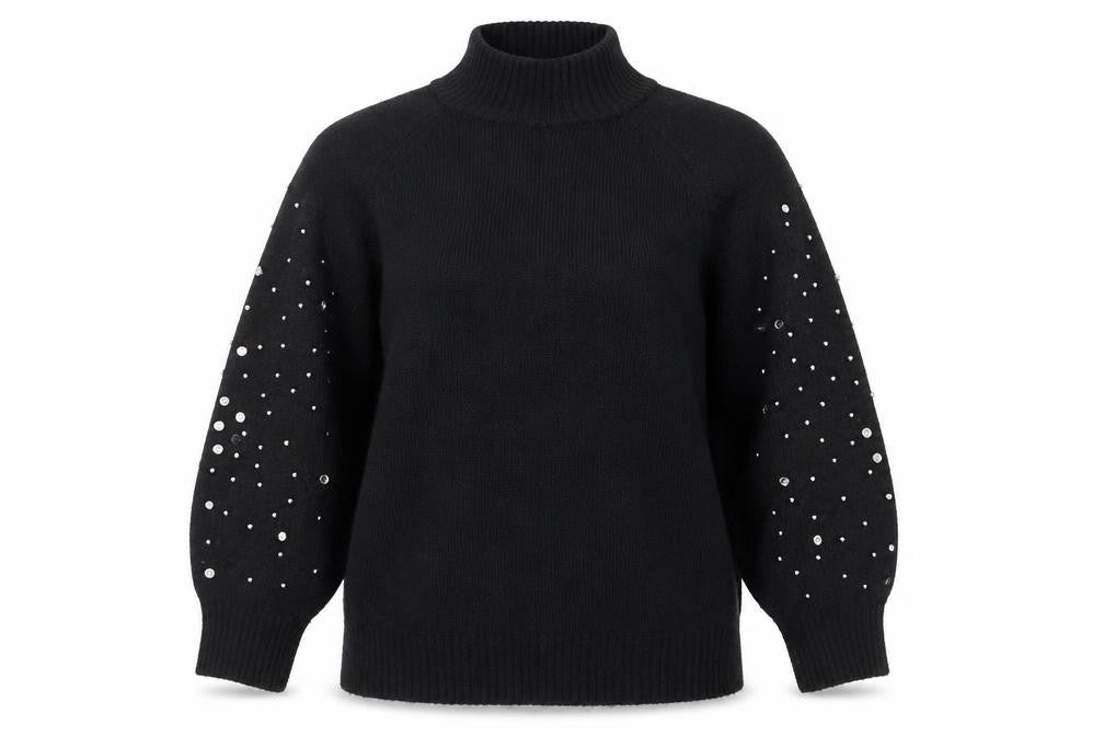 Sweewë Paris Women’s Black Beaded High Neck Knit Jumper M