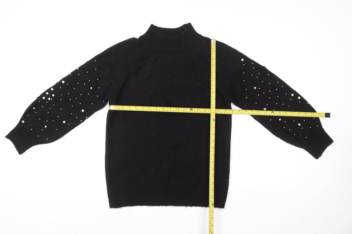 Sweewē Paris Women’s Black Beaded High Neck Knit Jumper M