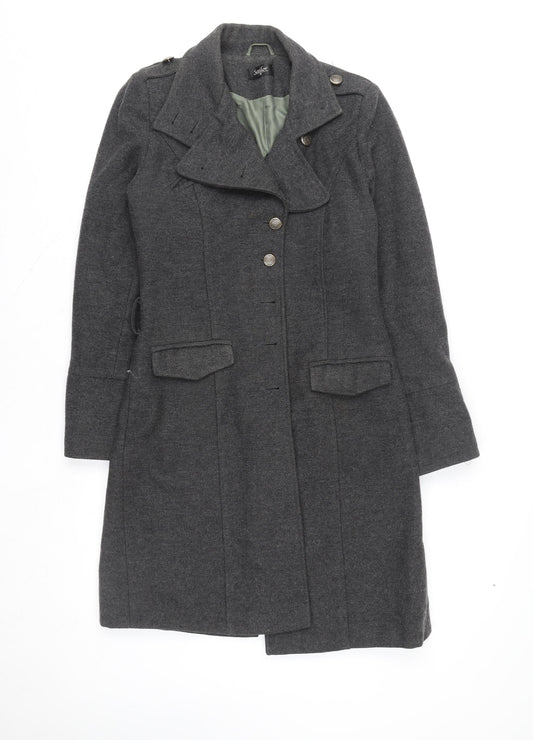 Sailor Women's Grey Wool Blend Military Coat Size 8 Long Lined