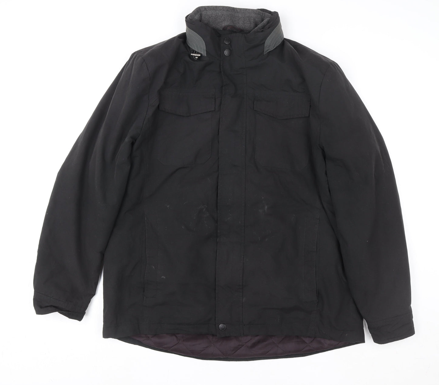 Atlantic Bay Men's Black L Parka Jacket Quilted Lined Stand Collar