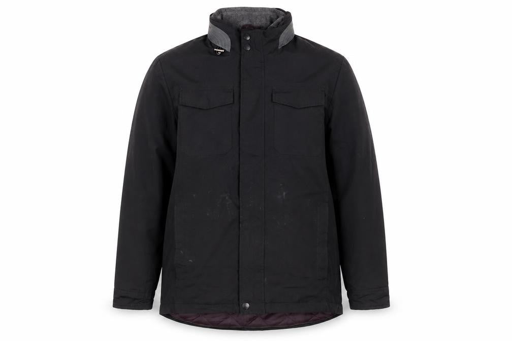 Atlantic Bay Men's Black L Parka Jacket Quilted Lined Stand Collar