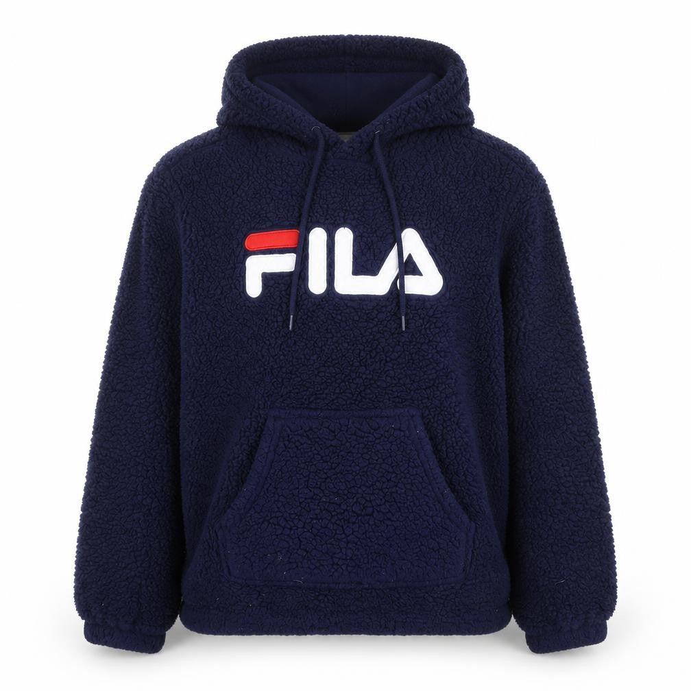 Fila Womens Navy Blue Hooded Pullover Fleece Sweatshirt Size L