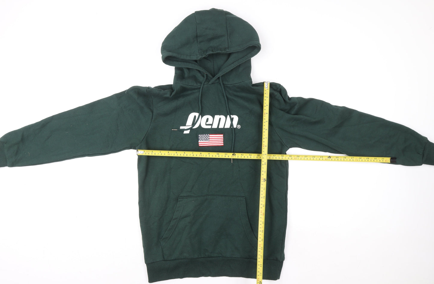 Penn x Primark Womens Green Pullover Hoodie Size M USA Flag Graphic