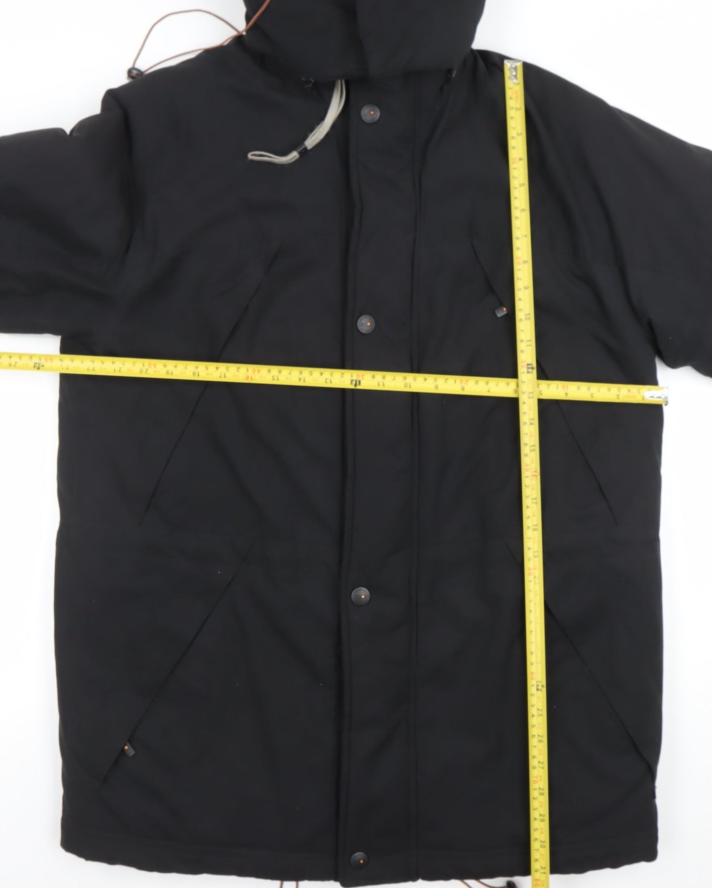 BUSH Men's Black Hooded Parka Jacket Size 38 Regular Winter Coat