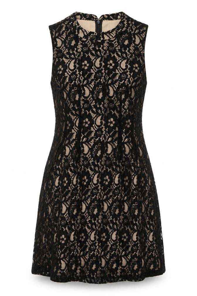 Oasis Women Black Lace Sleeveless Sheath Knee Length Dress Size 10